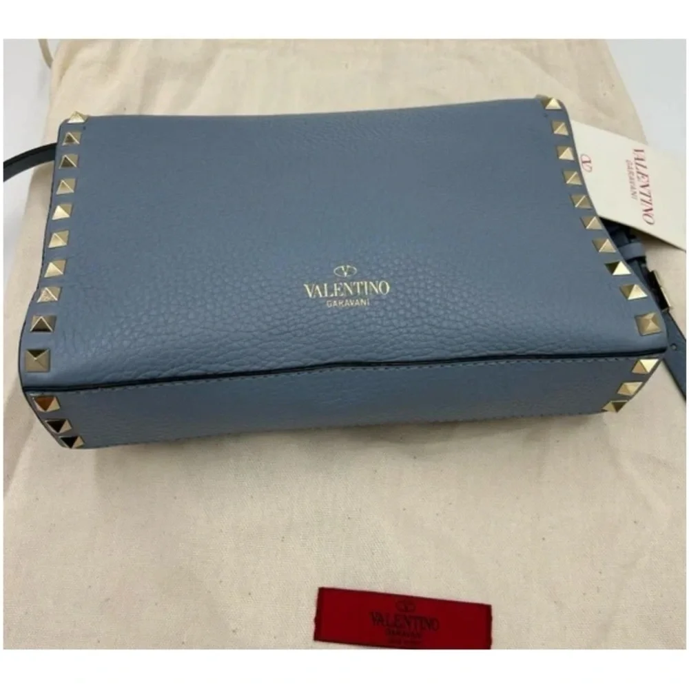 Valentino Garavani Women's Blue Studded calf skin Crossbody bag made Italy